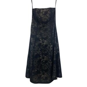 WHITE HOUSE BLACK MARKET Strapless Black Lace Fit & Flare Midi Dress‎ Size 2